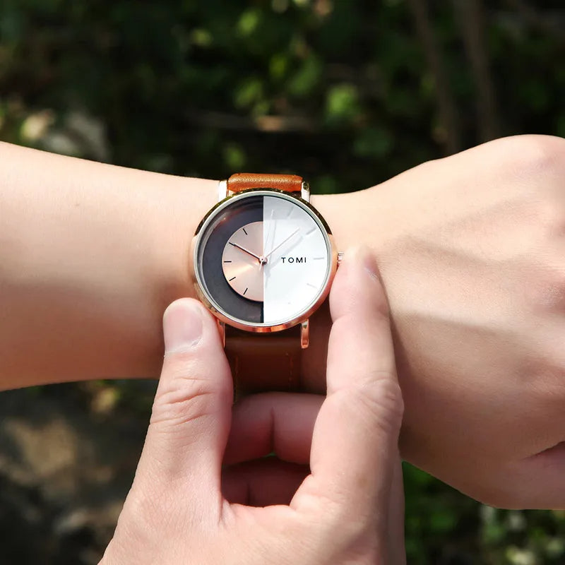 TOMI Transparent Dail with Brown Strap