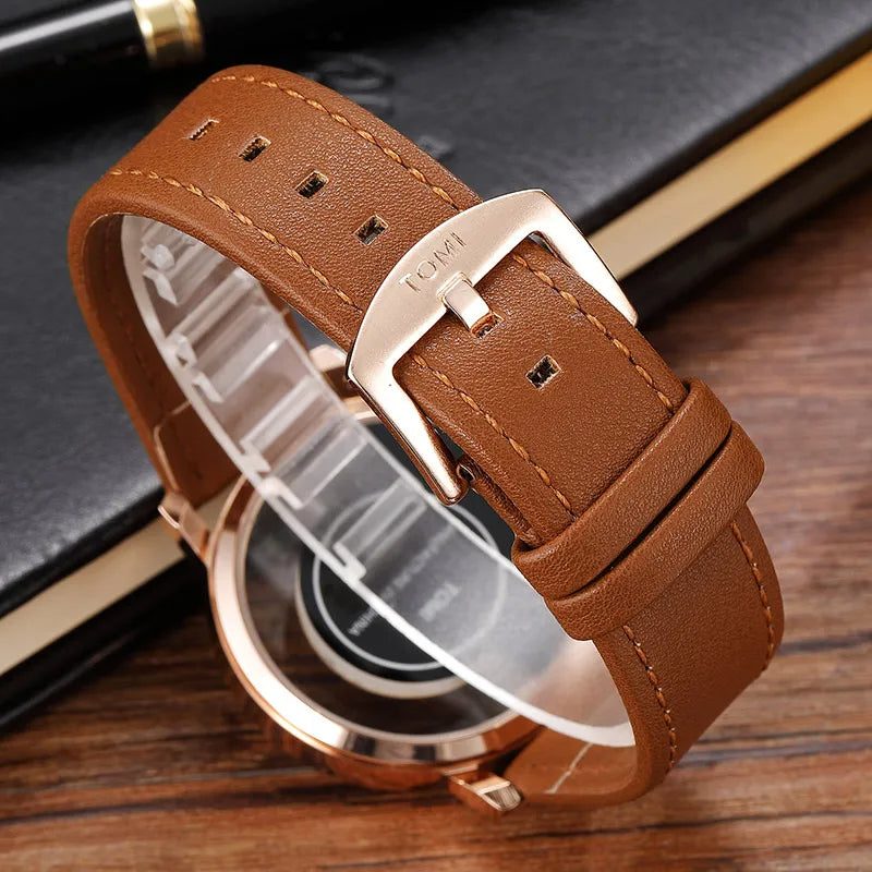 TOMI Transparent Dail with Brown Strap
